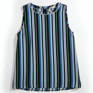 LOFT Outlet Blue Green Stripe Sleeveless Tank Top Blouse Size M NWT
